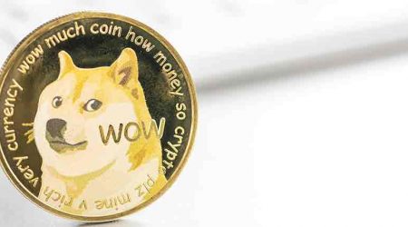 Goldene Dogecoin-Münze. Kryptowährung Dogecoin
